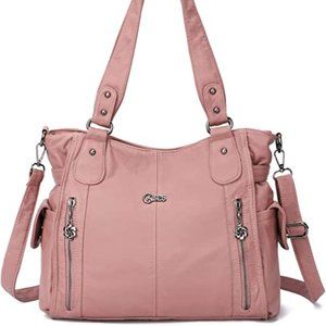 Pink Purses and Handbags for Women Large Hobo Shoulder Bags Soft PU Leather